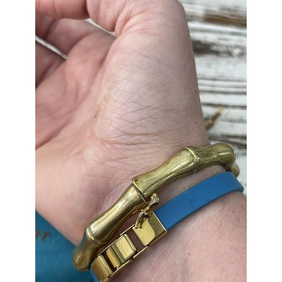 Rustic Cuff Bracelets Lot Of 2 Gold and‎ Turquoise Stackable - Picture 5 of 5